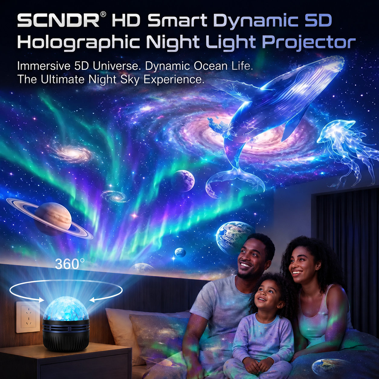 Official Store | 🌌🎁 SCNDR® 360° Smart Holographic Starry Sky Projector ( HD Smart Dynamic 5D )